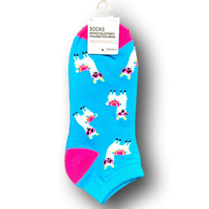 3/$15 Llamas Wearing Sunglasses Funny Novelty Ankle Socks - Brand New